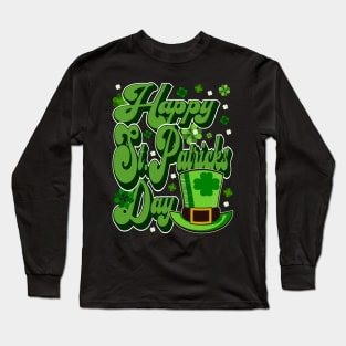 Happy St Patrick's Day Typography Holiday Green Long Sleeve T-Shirt